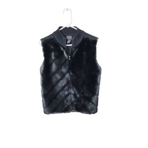 Designer Studio Faux Fur Selweater Vest Size Small